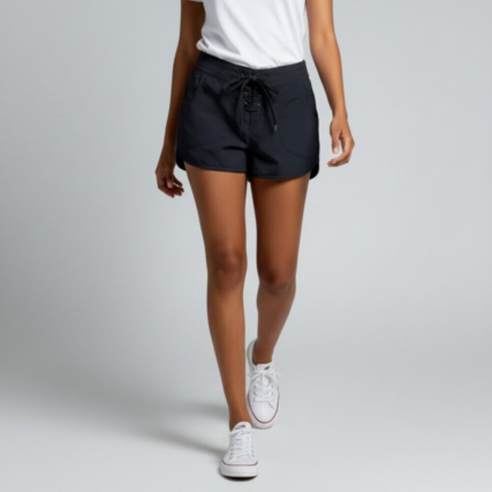 Arizona Jean Company Navy Blue Shorts-Size M-Lace Up Front-Side Pockets